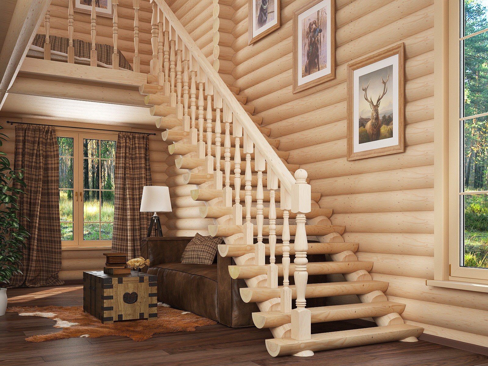 3 плюса деревянной лестницы в частном доме